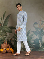 Amazing Blue Color Cotton Fabric Kurta Pajama