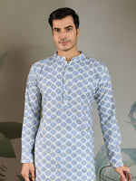 Amazing Blue Color Cotton Fabric Kurta Pajama