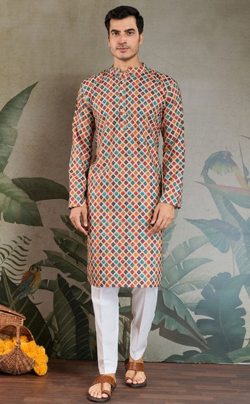Amazing Multi Color Cotton Fabric Kurta Pajama