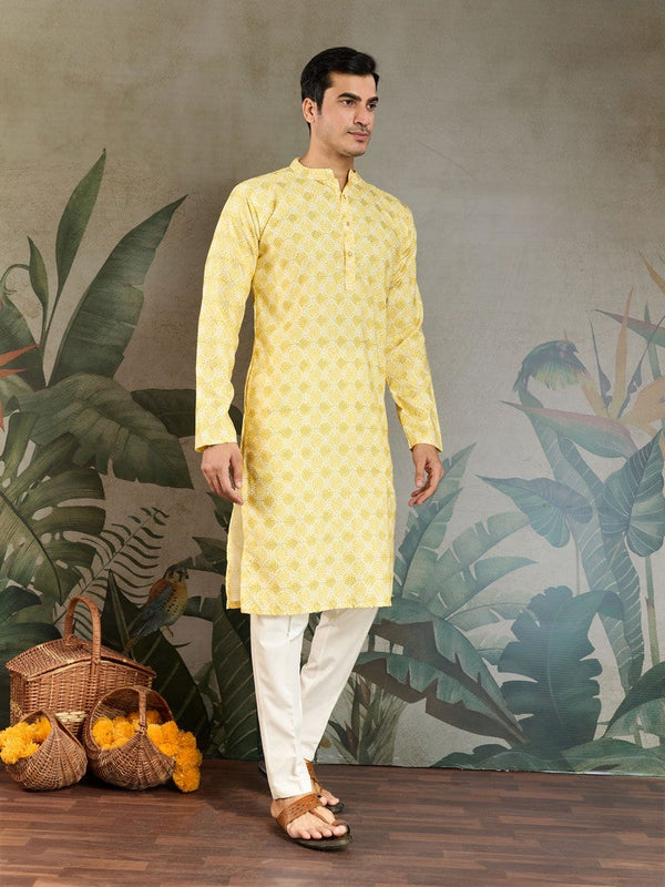 Amazing Mustard Color Cotton Fabric Kurta Pajama