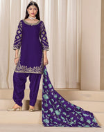 Classy Purple Color Silk Fabric Patiala Suit