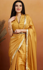 Grand Mustard Color Velvet Fabric Designer Saree