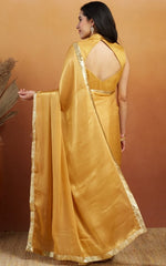 Grand Mustard Color Velvet Fabric Designer Saree