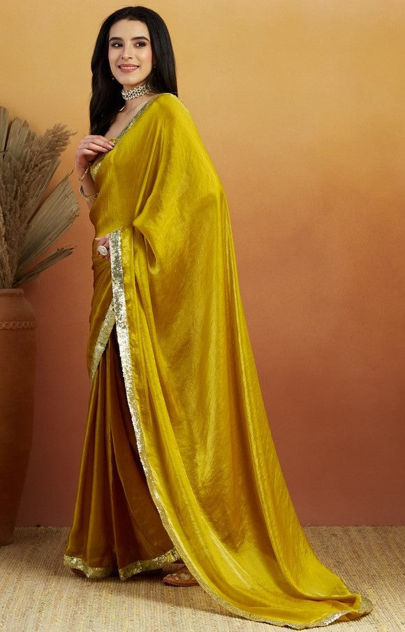 Grand Green Color Velvet Fabric Designer Saree