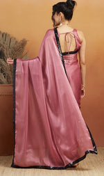 Grand Pink Color Velvet Fabric Designer Saree