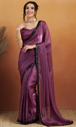 Grand Purple Color Velvet Fabric Designer Saree