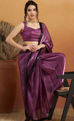 Grand Purple Color Velvet Fabric Designer Saree