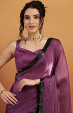 Grand Purple Color Velvet Fabric Designer Saree
