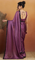 Grand Purple Color Velvet Fabric Designer Saree