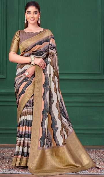 Tempting Multi Color Tussar Fabric Casual Saree