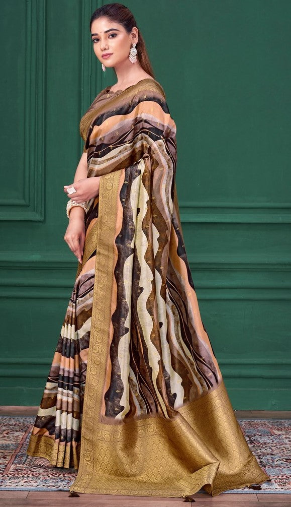 Tempting Multi Color Tussar Fabric Casual Saree