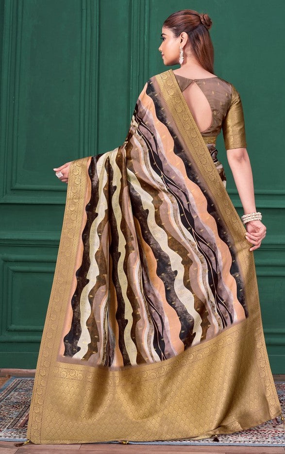 Tempting Multi Color Tussar Fabric Casual Saree