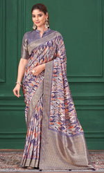Tempting Purple Color Tussar Fabric Casual Saree
