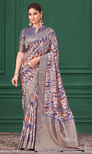 Tempting Purple Color Tussar Fabric Casual Saree