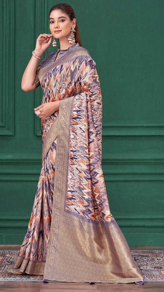 Tempting Purple Color Tussar Fabric Casual Saree