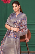 Tempting Purple Color Tussar Fabric Casual Saree