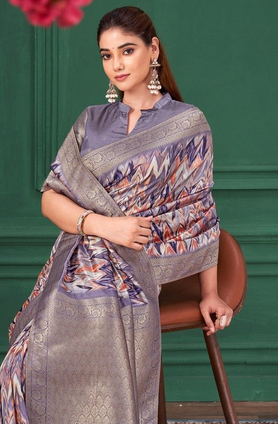 Tempting Purple Color Tussar Fabric Casual Saree