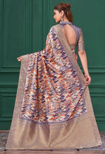 Tempting Purple Color Tussar Fabric Casual Saree