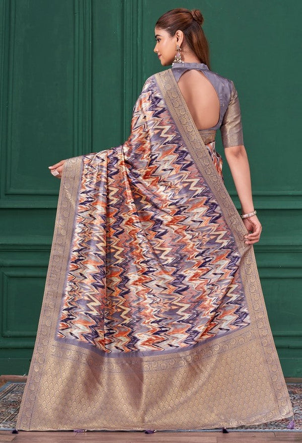 Tempting Purple Color Tussar Fabric Casual Saree