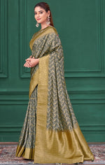 Tempting Grey Color Tussar Fabric Casual Saree