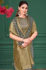 Tempting Grey Color Tussar Fabric Casual Saree