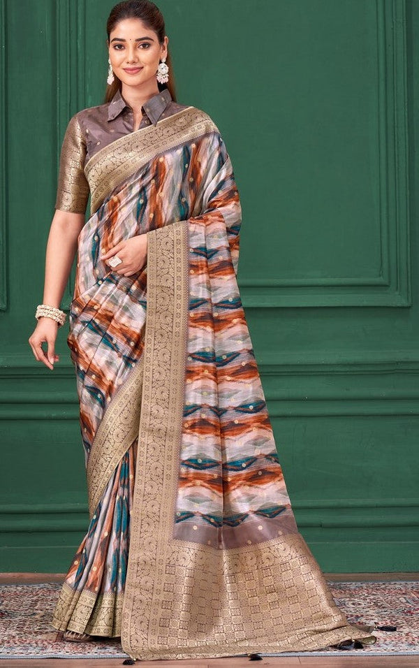 Tempting Multi Color Tussar Fabric Casual Saree