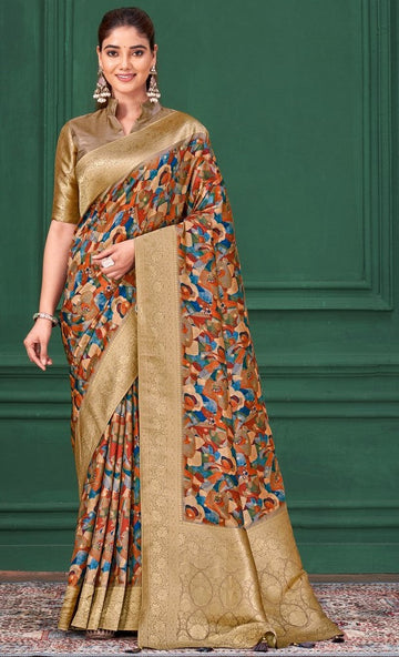 Tempting Multi Color Tussar Fabric Casual Saree