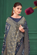 Tempting Navy Blue Color Tussar Fabric Casual Saree