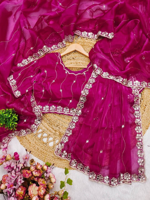 Tempting Pink Color Silk Fabric Partywear Saree