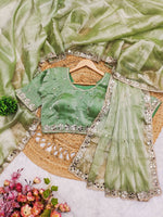 Tempting Green Color Silk Fabric Partywear Saree