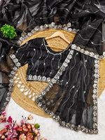 Tempting Black Color Silk Fabric Partywear Saree
