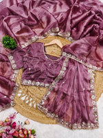 Tempting Pink Color Silk Fabric Partywear Saree