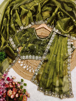 Tempting Green Color Silk Fabric Partywear Saree