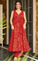 Classy Red Color Rayon Fabric Designer Kurti