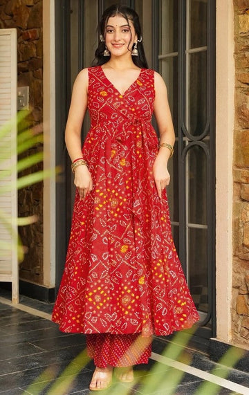 Classy Red Color Rayon Fabric Designer Kurti