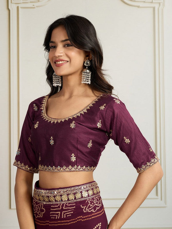 Lovely Wine Color Georgette Fabric Casual Saree