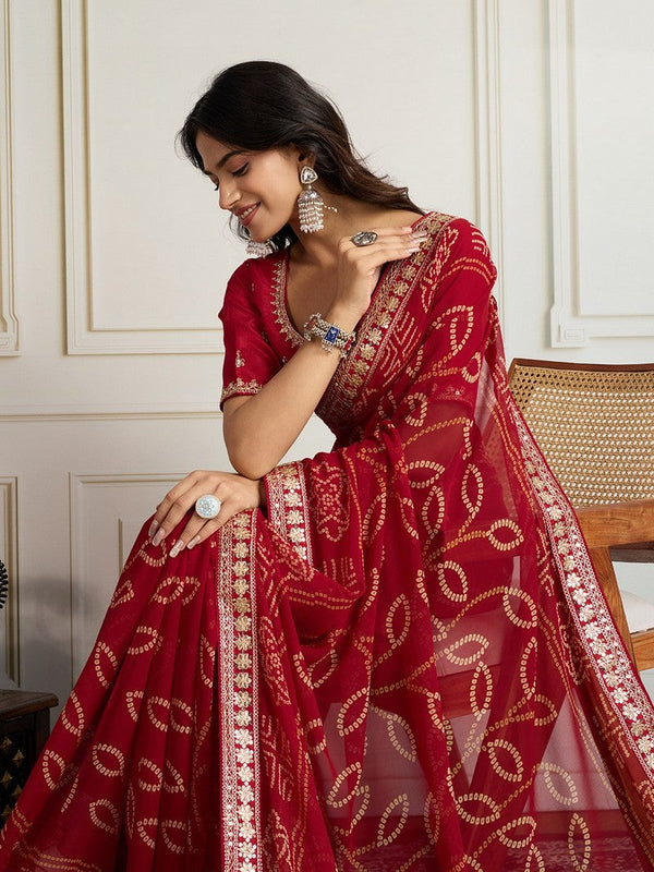 Lovely Maroon Color Georgette Fabric Casual Saree