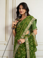 Lovely Green Color Georgette Fabric Casual Saree