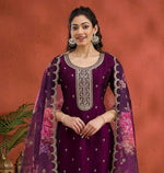 Lovely Wine Color Vichitra Fabric Designer Suit