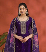Lovely Purple Color Vichitra Fabric Designer Suit