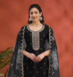 Lovely Black Color Vichitra Fabric Designer Suit