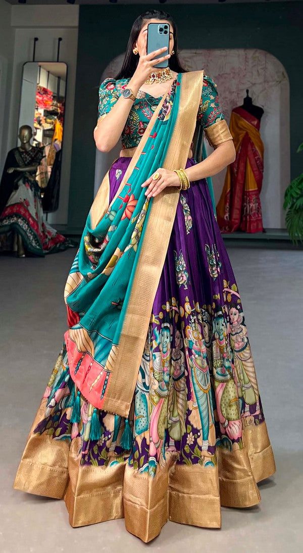 Lovely Purple Color Silk Fabric Designer Lehenga