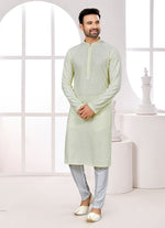 Amazing Cream Color Rayon Fabric Kurta Pajama