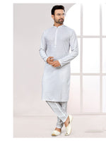 Amazing White Color Rayon Fabric Kurta Pajama