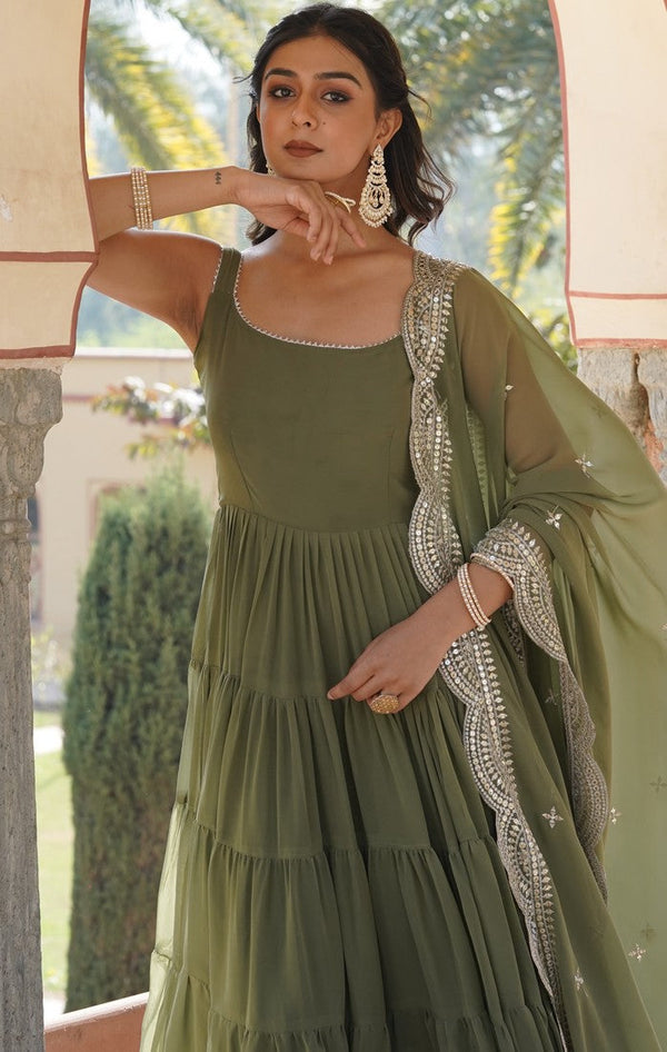 Amazing Green Color Georgette Fabric Gown