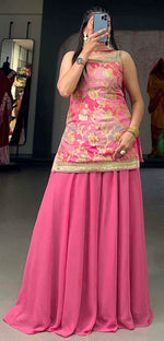 Splendid Pink Color Viscose Fabric Plazzo Suit