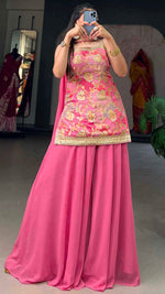 Splendid Pink Color Viscose Fabric Plazzo Suit