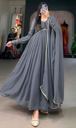 Amazing Grey Color Georgette Fabric Gown