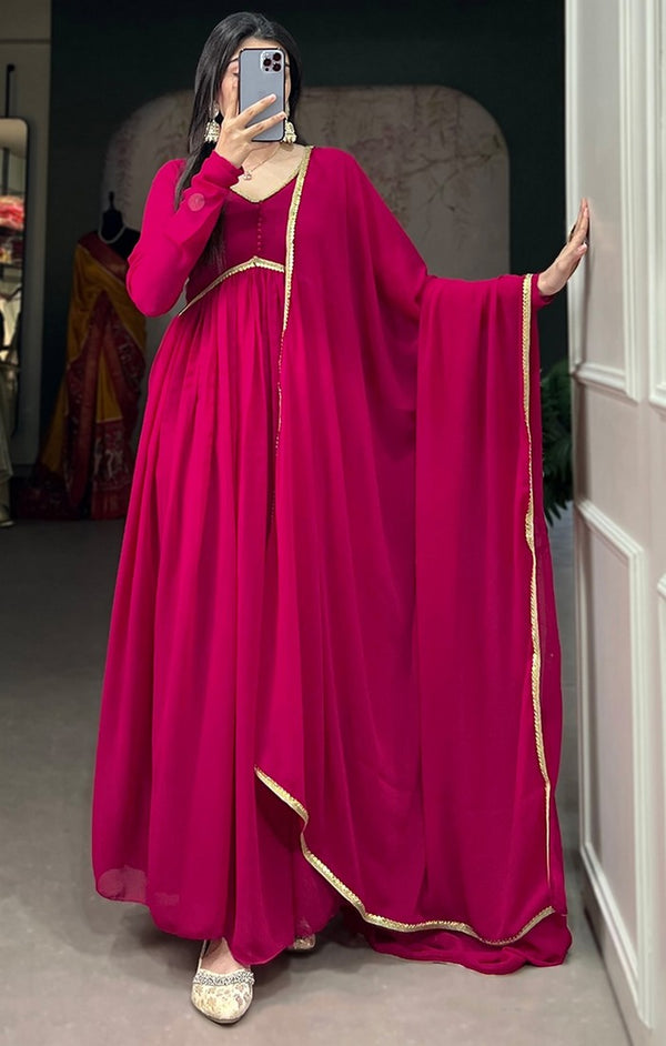 Amazing Magenta Color Georgette Fabric Gown