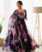 Striking Black Color Georgette Fabric Gown